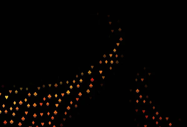 暗色橙色矢量图案与卡片的符号 彩色插图用心脏 赌场名片模版 — 图库矢量图片