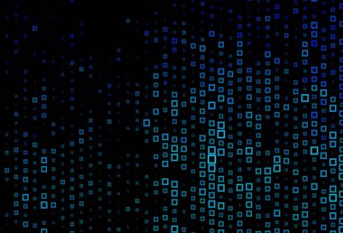 Kare şeklinde koyu mavi vektör deseni. Renkli dikdörtgenleri olan bir resim. Reklamınız, posteriniz, afişiniz için en iyi tasarım.