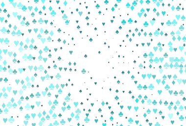 Oyun kartlarıyla hafif BLUE vektör dokusu. Oyun kartlarının izole sembollerine sahip soyut çizimler. Kitapçıklar, kumarhanelerin broşürleri..