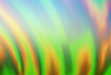 Açık mavi, lav şekilli yeşil vektör deseni. Bulanık çizgiler ve dairelerden oluşan parlak çizimler. Arkaplanlar için desenli dalga deseni.