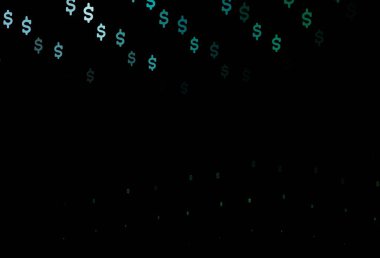 Koyu mavi, üzerinde dolar işareti olan yeşil vektör kapağı. USD işaretli parlak renkli illüstrasyon. Kalıp, reklam, broşür ve banka broşürleri için kullanılabilir.