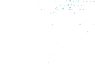 Açık Çokrenkli, lekeli Gökkuşağı vektör şablonu, dikdörtgenler. Parlak, soyut çemberler ve küpler çizilmiş bir resim. Posterler, afişler için tasarım.