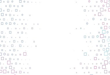 Açık Mavi, kırmızı vektör arkaplanı, noktalı, noktalı, küplü. Küplerle, dairelerle soyut çizimler. Güzel web siteleri için desen.