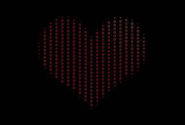 Altıgenli koyu kırmızı vektör arkaplanı. Renkli yüzeyde soyut altıgenlerin çizimi. Reklamlar, broşürler için desen.