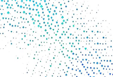 Açık mavi, kart elementleriyle birlikte yeşil vektör düzeni. Kupa, maça, sinek ve elmasların olduğu bir resim. Kitapçıklar, kumarhanelerin broşürleri..