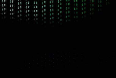 Koyu mavi, dolar ile yeşil vektör deseni. Renkli dijital sembollü soyut illüstrasyon. Kalıp reklam, poster ve ödemeler için pankart olarak kullanılabilir.