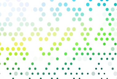 Açık mavi, küreli sarı vektör deseni. Renkli su damlaları olan modern soyut çizimler. Marka kitabınız için şablon.