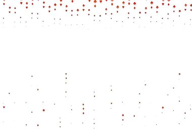 Kart işaretli Açık Turuncu vektör arkaplanı. Kupa, maça, sinek ve elmasların olduğu bir resim. Reklam, poster ve kumar siteleri için tasarım.