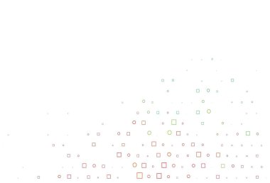 Açık Çokrenkli, diskleri ve dikdörtgenleri olan Gökkuşağı vektör dokusu. Renkli daireleri, dikdörtgenleri olan soyut çizimler. Güzel web siteleri için desen.