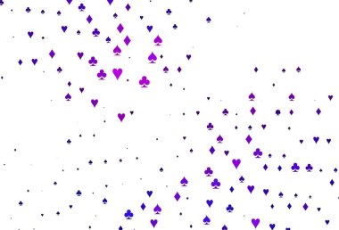 Açık Pembe, kart işaretli mavi vektör arkaplan. Kalplerin, maça, sinek ve elmasların işaretleriyle renkli bir değişim. Reklam, poster ve kumar siteleri için tasarım.