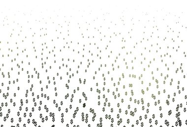 Dollar 'la koyu yeşil vektör deseni. Beyaz şablona USD işaretleri iliştirilmiş. Ekonomi ve zenginlik reklamınız için akıllıca bir tasarım..