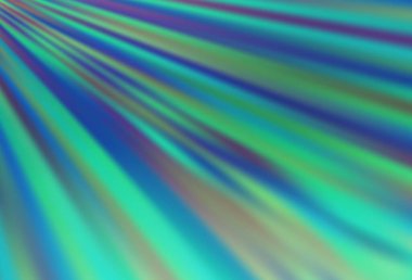 Açık mavi, tekrarlanan çubuklu yeşil vektör şablonu. Soyut şablondaki çizgilerle dekoratif parlak çizimler. İş broşürleri, broşürler için desen.