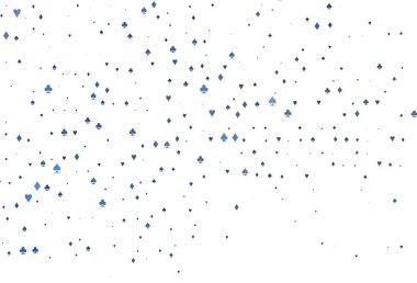 Oyun kartlarıyla hafif BLUE vektör dokusu. Oyun kartlarının izole sembollerine sahip soyut çizimler. Vegas 'ta parti ilanları, etkinlikler.