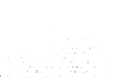 Aydınlık Çokrenkli, Gökkuşağı vektör kaplamalı daireler, küpler. Renkli daireleri, dikdörtgenleri olan soyut çizimler. Reklamlar, broşürler için desen.