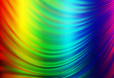 Açık Çokrenkli, sıvı şekilli Gökkuşağı vektör arkaplanı. Mermer şeklinde parlak eğri çizimler. Reklamlarınız, posterleriniz, afişleriniz için yepyeni bir tasarım..