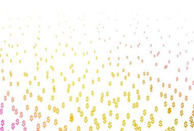 Açık pembe, bankacılık sembollü sarı vektör düzeni. Beyaz şablona USD işaretleri iliştirilmiş. Kalıp, reklam, broşür ve banka broşürleri için kullanılabilir.