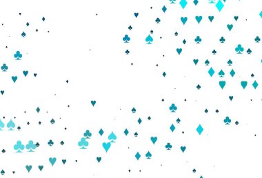 Kart elemanlarıyla hafif BLUE vektör düzeni. Kalplerin, maça, sinek ve elmasların bulanık dekoratif tasarımı. Kumarhanelerin kartvizitleri için şablon.