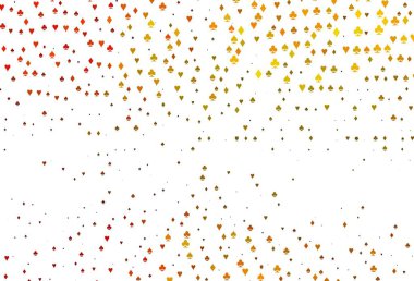 Kart işaretli açık pembe vektör arkaplanı. Renkli resimler, kalpler, maça, sinek, elmas. Reklam, poster ve kumar siteleri için tasarım.