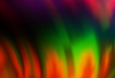 Koyu renkli, baloncuk şekilli Gökkuşağı vektör deseni. Bulanık çizgiler ve dairelerden oluşan parlak çizimler. İş tasarımınız için tamamen yeni bir şablon.