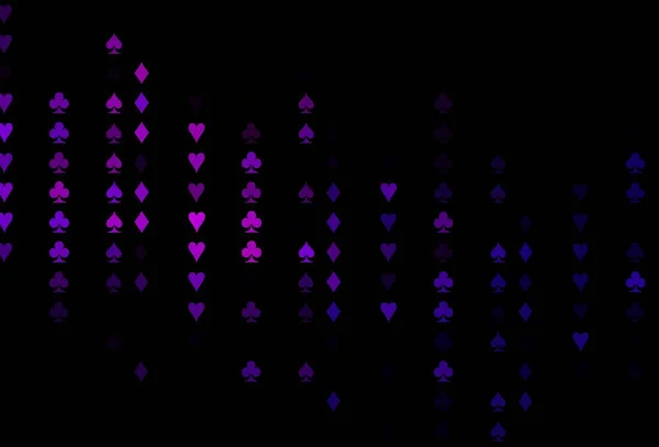 Kart Sembollü Koyu Mor Vektör Deseni Kalplerin Maça Sinek Elmasların — Stok Vektör