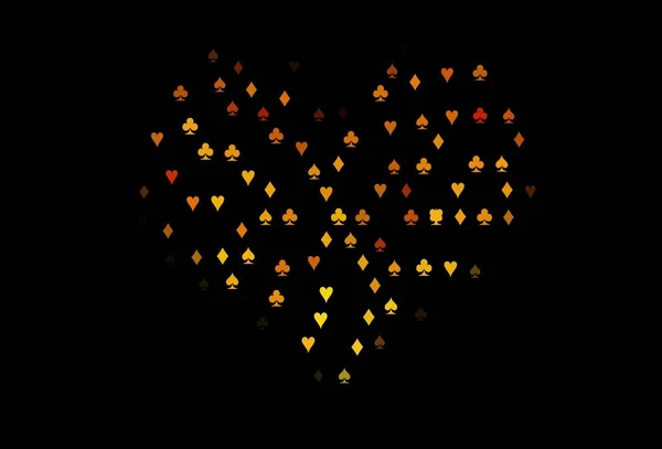 Темно Жовте Помаранчеве Векторне Компонування Елементами Карт Кольорові Ілюстрації Сердечками — стоковий вектор