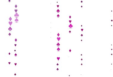 Poker sembollü açık mor vektör şablonu. Renkli resimler, kalpler, maça, sinek, elmas. Poker oyunları ve etkinlikler broşürleri için desen.