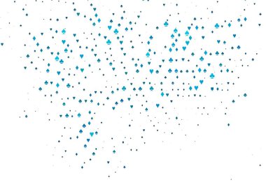 Kart elemanlarıyla hafif BLUE vektör düzeni. Kupa, maça, sinek ve elmasların olduğu bir resim. Kumarhane reklamınız için akıllı tasarım.