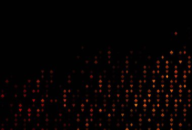 Poker sembollü koyu kırmızı vektör şablonu. Kupa, maça, sinek ve elmasların olduğu bir resim. Kumarhanelerin kartvizitleri için şablon.