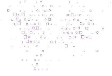 Küreler ve karelerle açık mor vektör deseni. Daireleri olan renkli bir illüstrasyon, doğa tarzında kareler. İş reklamları için tasarım.