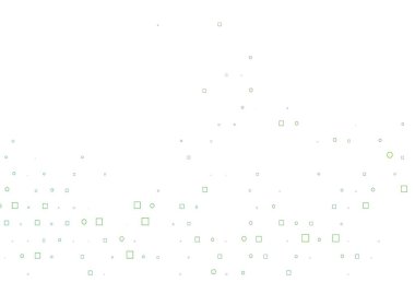 Disklerle, dikdörtgenlerle açık yeşil vektör dokusu. Parlak, soyut çemberler ve küpler çizilmiş bir resim. Marka kitabınız için şablon.