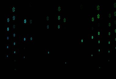 Lacivert, dolar ile yeşil vektör arkaplan. USD işaretli parlak renkli illüstrasyon. Piyasa reklamları, krediler için şablon.