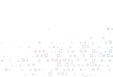 Açık mavi, kırmızı vektör arka plan daireler, dikdörtgenler. Daireleri olan renkli bir illüstrasyon, doğa tarzında kareler. Posterler, afişler için tasarım.