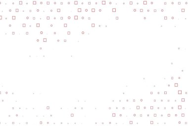 Açık kırmızı vektör çemberlerle kaplı, küplerle. Soyut tarzda dekoratif tasarım, daireler, dikdörtgenler. Güzel web siteleri için desen.