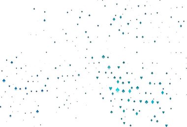 Kart sembollü açık mavi vektör deseni. Kupa, maça, sinek ve elmasların olduğu bir resim. Vegas 'ta parti ilanları, etkinlikler.