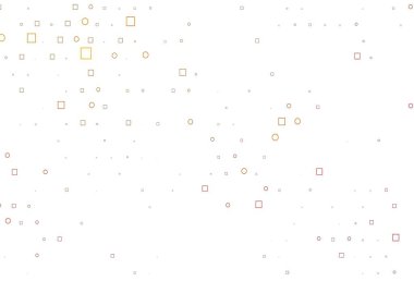 Açık sarı, diskleri ve dikdörtgenleri olan turuncu vektör dokusu. Daireleri olan renkli bir illüstrasyon, doğa tarzında kareler. Güzel web siteleri için desen.
