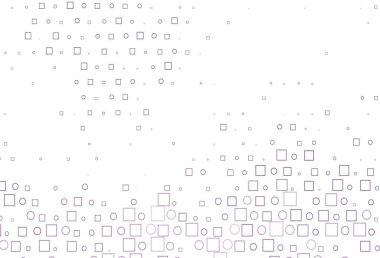 Disklerle, dikdörtgenlerle açık mor vektör dokusu. Daireleri olan renkli bir eğim, soyut arkaplanda dikdörtgenler. Suyun deseni, yağmur damlaları.