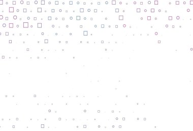 Açık mavi, diskleri ve dikdörtgenleri olan kırmızı vektör dokusu. Parlak, soyut çemberler ve küpler çizilmiş bir resim. Güzel web siteleri için desen.