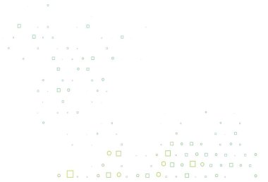 Küre ve kareli açık yeşil vektör deseni. Soyut tarzda dekoratif tasarım, daireler, dikdörtgenler. Suyun deseni, yağmur damlaları.