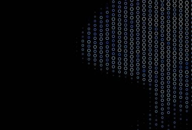 Renkli altıgenli koyu mavi vektör deseni. Soyut arkaplanda renkli altıgenler. Reklamlar, broşürler için desen.