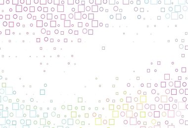 Açık Çoklu Renk, Gökkuşağı vektör arkaplanı noktalı, noktalı, küplü. Renkli daireleri, dikdörtgenleri olan soyut çizimler. Suyun deseni, yağmur damlaları.