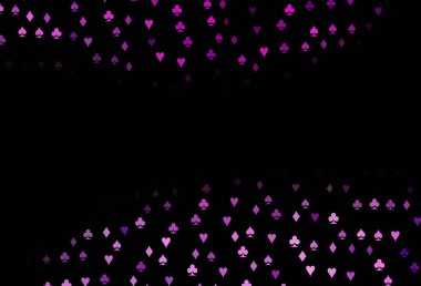 İskambil kağıtlarıyla koyu mor vektör dokusu. Renkli resimler, kalpler, maça, sinek, elmas. Vegas 'ta parti ilanları, etkinlikler.