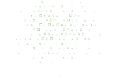 Lekeli açık yeşil vektör şablonu, dikdörtgenler. Daireleri olan renkli bir eğim, soyut arkaplanda dikdörtgenler. Marka kitabınız için şablon.