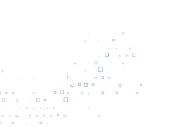 Noktalı, noktalı, küplü hafif Mavili vektör arkaplanı. Renkli daireleri, dikdörtgenleri olan soyut çizimler. Güzel web siteleri için desen.