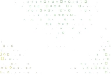 Disklerle, dikdörtgenlerle açık yeşil vektör dokusu. Daireleri olan renkli bir eğim, soyut arkaplanda dikdörtgenler. Posterler, afişler için tasarım.