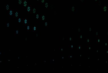 Koyu mavi, dolar ile yeşil vektör şablonu. Beyaz şablona USD işaretleri iliştirilmiş. Kalıp, reklam, broşür ve banka broşürleri için kullanılabilir.