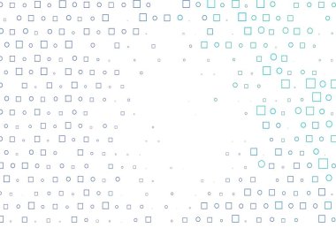 Açık mavi, üzerinde noktalar, noktalar ve küplerle yeşil vektör arkaplanı. Soyut tarzda dekoratif tasarım, daireler, dikdörtgenler. Güzel web siteleri için desen.