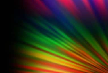 Dark Multicolor, Gökkuşağı vektör arkaplanı ve uzun çizgiler. Renkli çubuklarla gösterişli soyut çizimler. Reklamınız, posteriniz, afişiniz için en iyi tasarım.