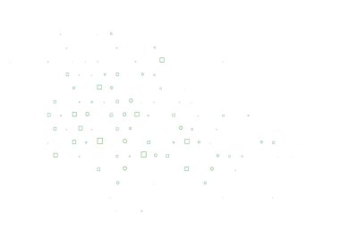 Disklerle, dikdörtgenlerle açık yeşil vektör dokusu. Daireleri olan renkli bir eğim, soyut arkaplanda dikdörtgenler. Posterler, afişler için tasarım.