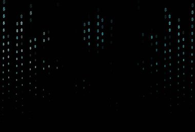 Dollar ile koyu mavi vektör şablonu. Beyaz şablona USD işaretleri iliştirilmiş. Piyasa reklamları, krediler için şablon.