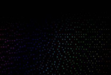 Dark Multicolor, Gökkuşağı vektör arkaplanı ve kart işaretleri. Renkli resimler, kalpler, maça, sinek, elmas. Reklam, poster ve kumar siteleri için tasarım.